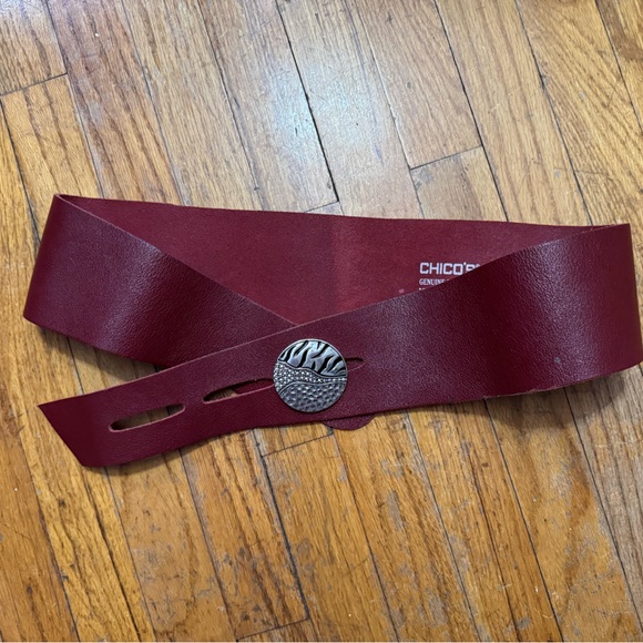 Preloved - Chico's Red Leather Adjustable Belt - Picture 1 of 4